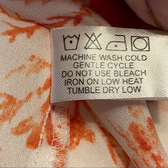 Violet + Claire Floral Orange/White Semi-Sheer Blouse Size XL - Picture 4 of 10